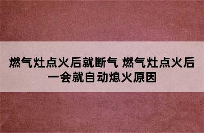 燃气灶点火后就断气 燃气灶点火后一会就自动熄火原因